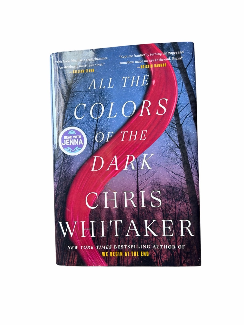 All the Colors of the Dark by Chris Whitaker - Hardcover, Pink & Blue Cover.